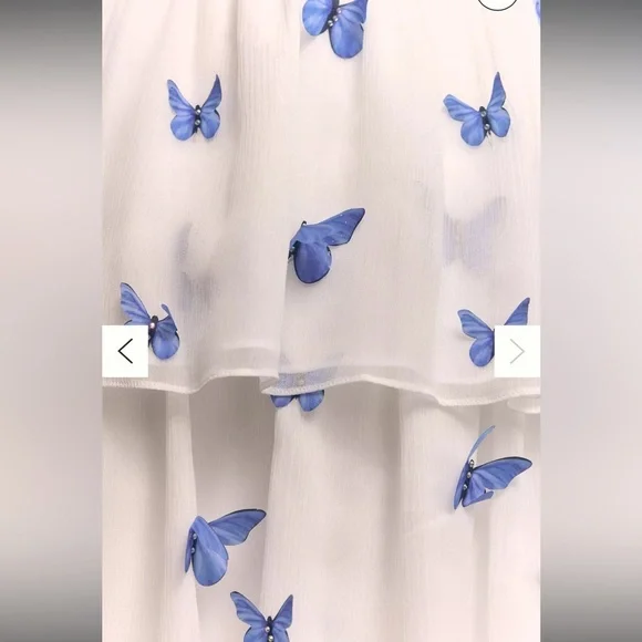 NWOT Dress The Population Monica Embroidered Silk 3D Butterfly Silk Gown Sz  XS
